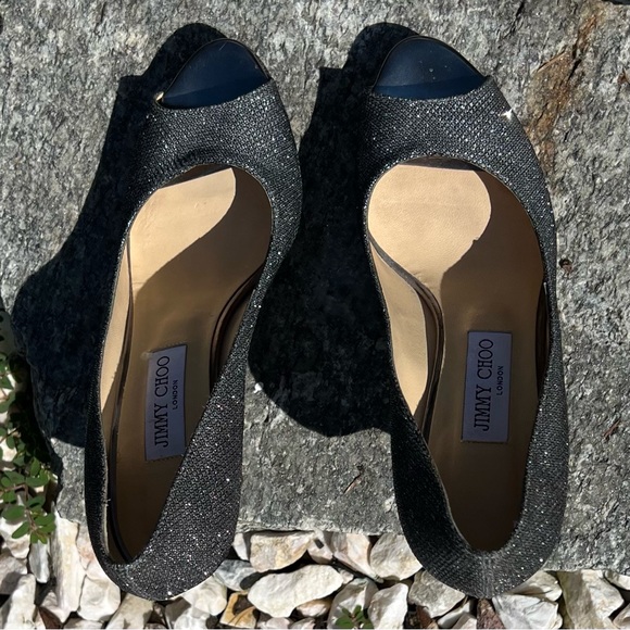 Jimmy Choo | Authenticated | Metallic Peep Toe Sparkle Heels 38.5 - Picture 14 of 17
